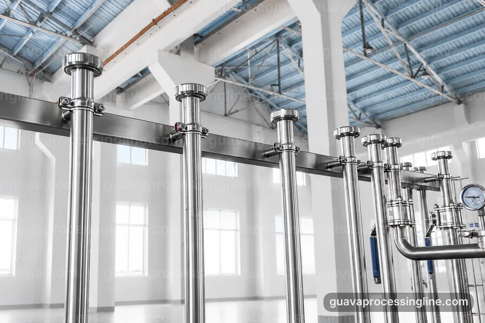 industrial guava puree processing line, applied process engineering: staged guava refiner operating stage