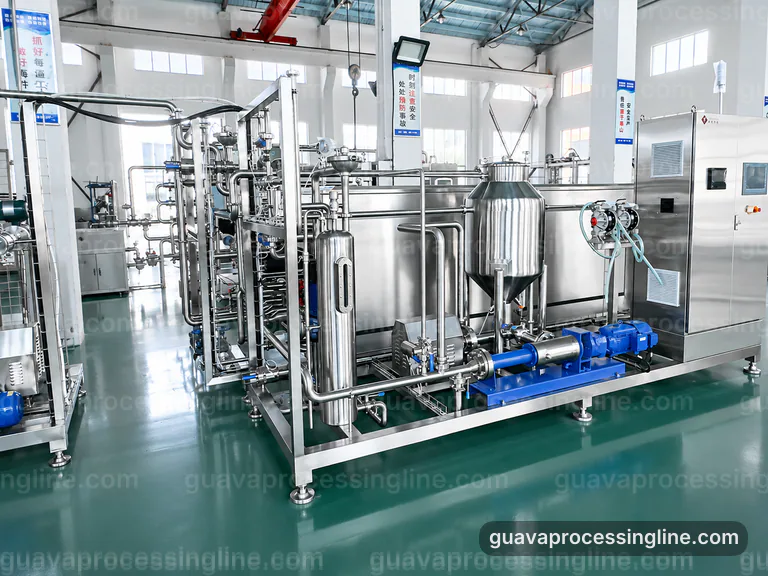 industrial guava puree processing line, proposal requirements: staged guava refiner connection view